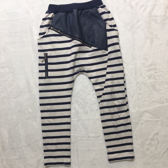 Bei Emi Striped Pant with Leather Accent - Picture 1 of 6